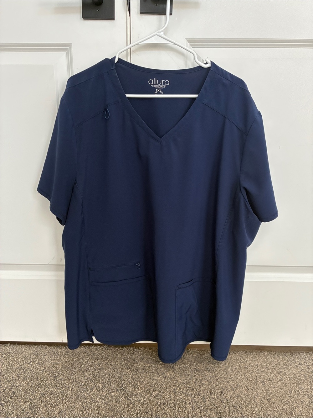 Cherokee Allura Navy V-Neck Short Sleeve Scrub Top